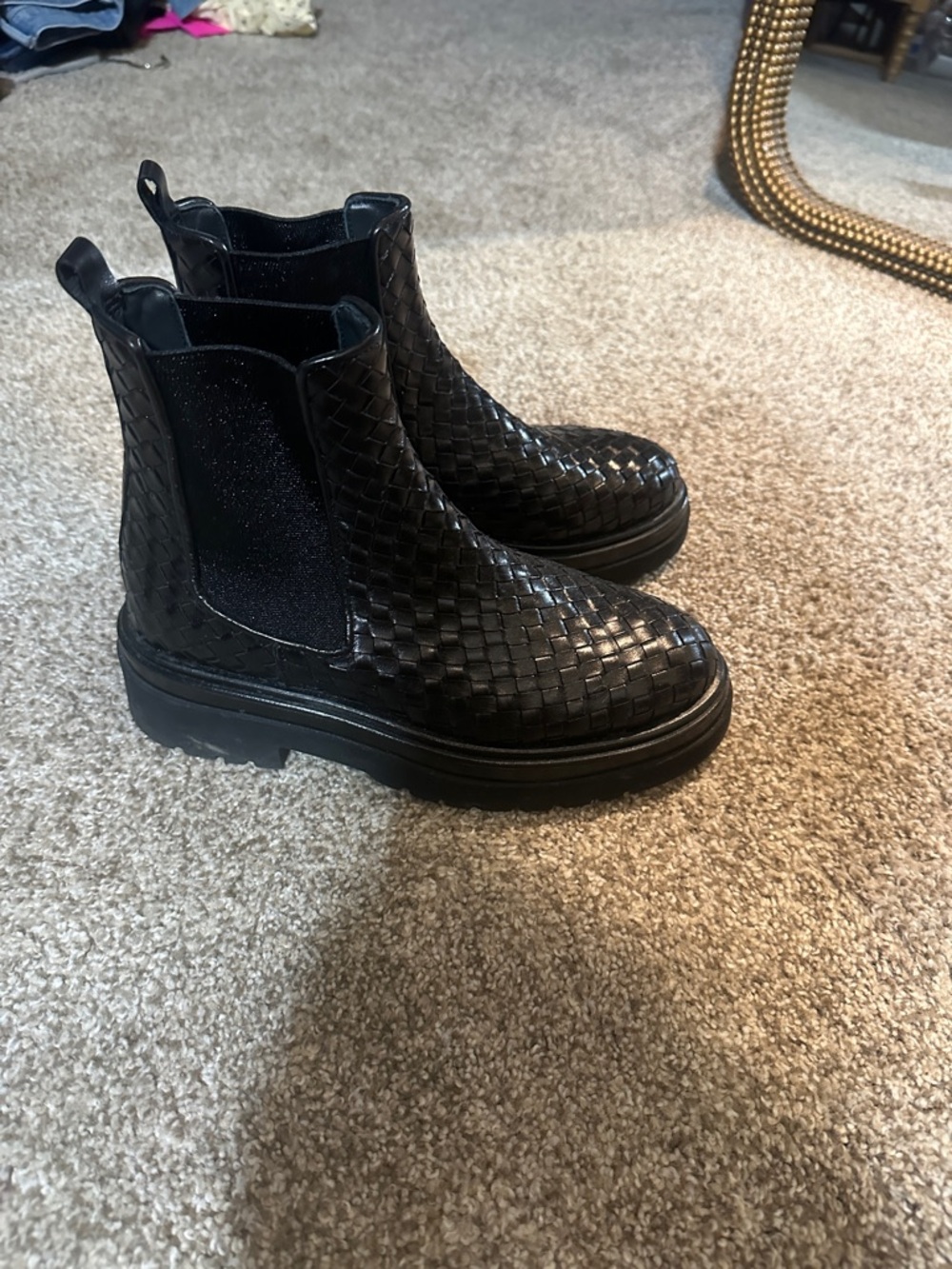 Homer's Artisan Black Woven leather Chelsea Boots - Classic Slip-On Style